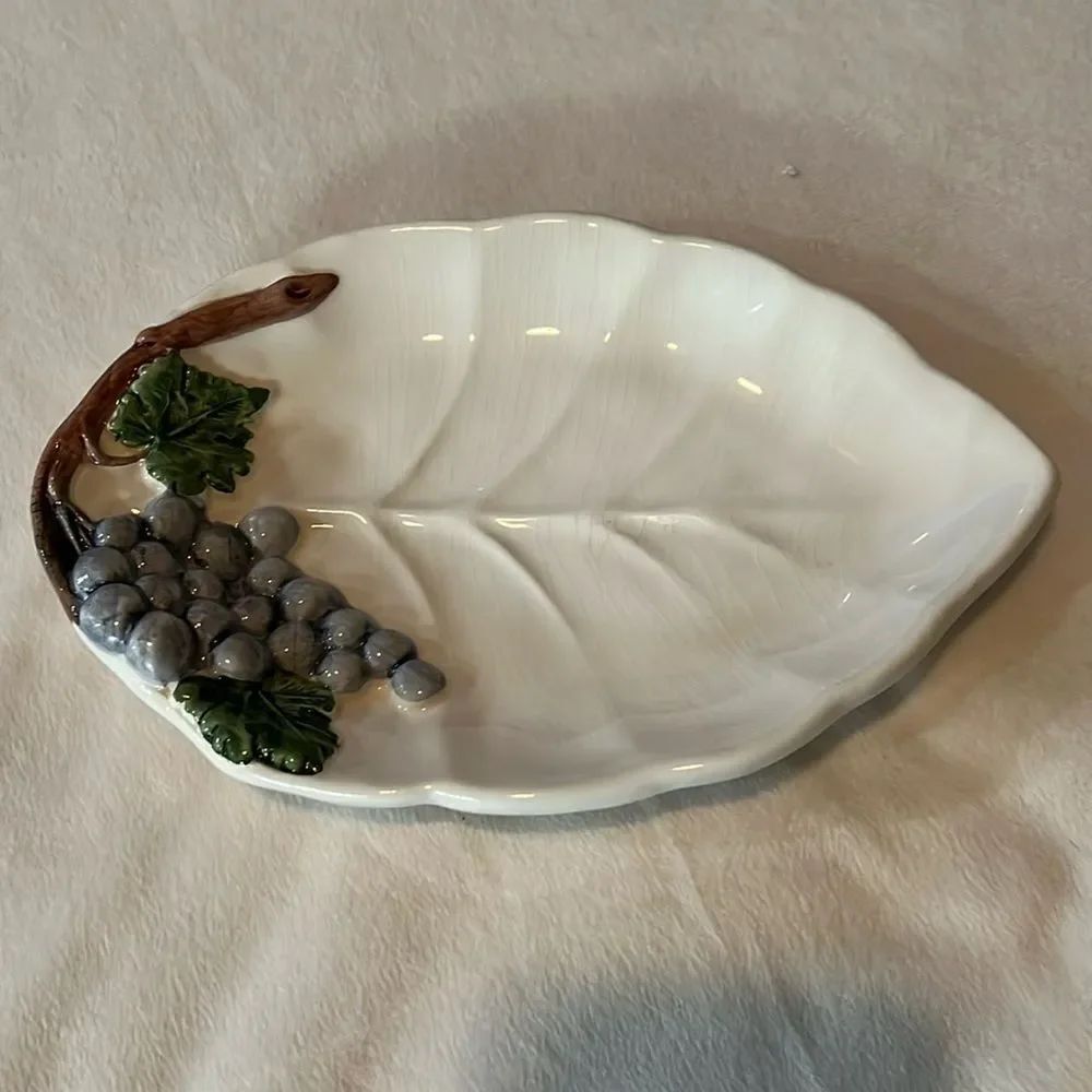Creazioni Originali Italy Serving Tray Dish 9 1/2 X 6 1/4 Ceramic Grape Vine